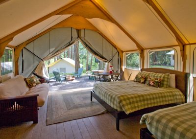Cabin interior to outside view