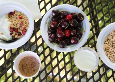 Cottage camping breakfast at Lakedales San Juan Island