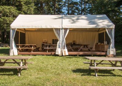 Event tent with picnic tables