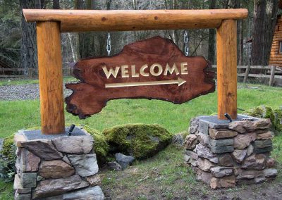 Welcome sign at Lakedale on San Juan Island